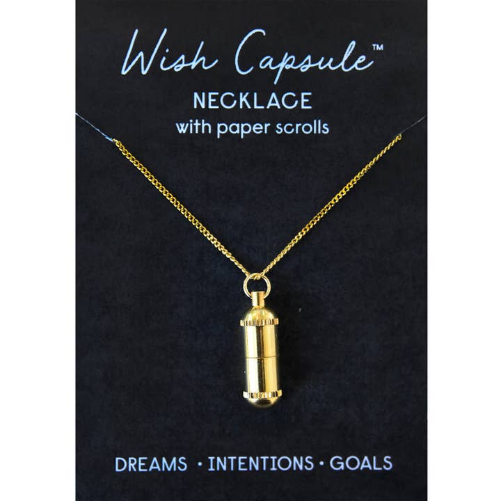 TOPS Malibu - Vendita all'ingrosso Collana con ciondolo/pendaglio - Collana Wish Capsule con 3 pergamene di carta - Gold Capsule