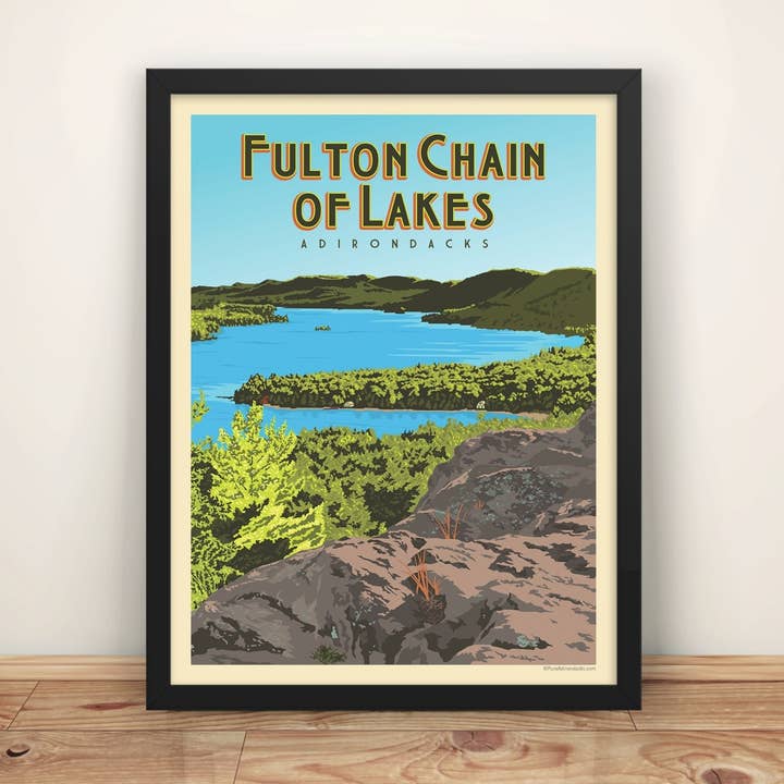 12x16 Adirondacks Poster | The Fulton Chain of Lakes for wholesale by Pure Adirondacks