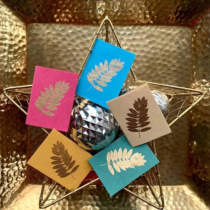 Fern - Set of 10 Handmade Paper Gift Tags with Strings for wholesale by Bombay Paper