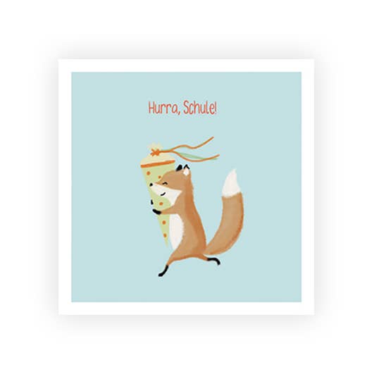 Volpe per il ritorno a scuola | cartolina per la vendita all'ingrosso da parte di Hey!Cards GmbH & Co. KG