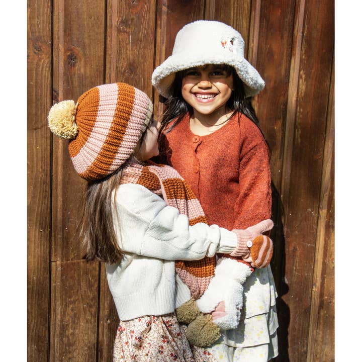 Rockahula Kids - Wholesale Gloves - Kids - Cosy Striped Knitted Gloves Pink 3-6 Years