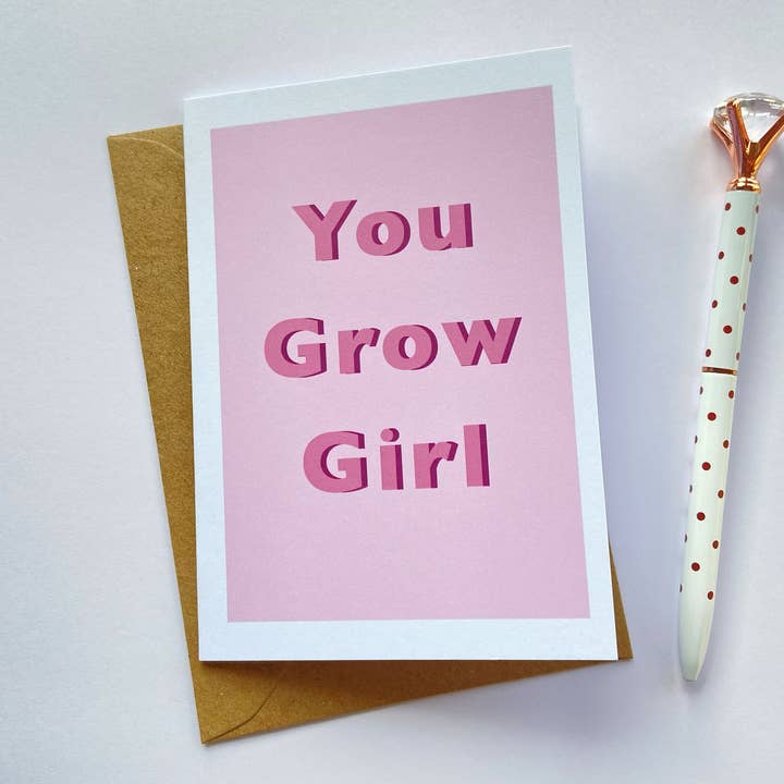 You Grow Girl' Greetings Card for wholesale by Leave My Mark Designs