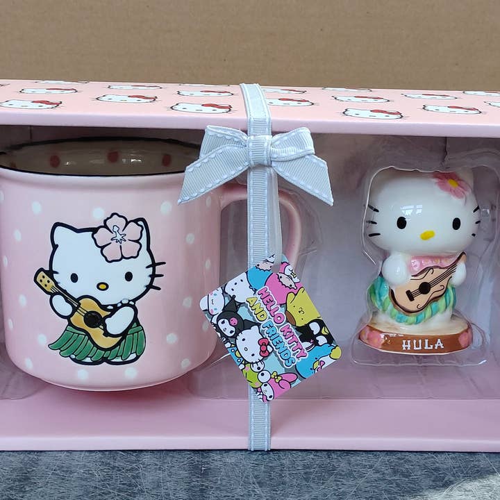 Blue Sky Clayworks - Wholesale Coffee Mug - Hello Kitty Hula Figurine and Mug Gift Set