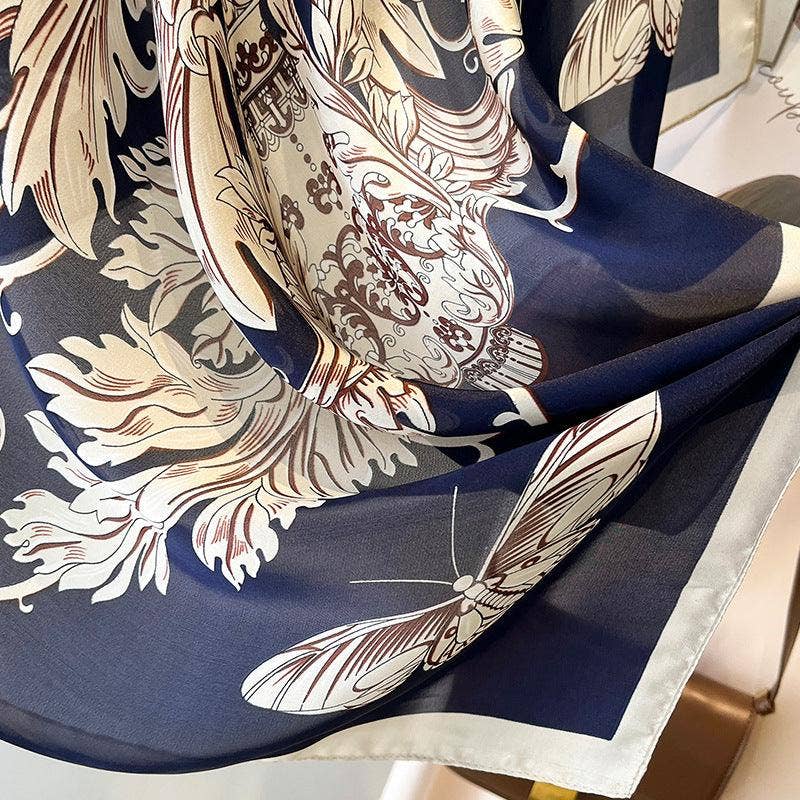 SueSilkHK - Wholesale Scarf - Women's - Green Boho Flora Chic Large Satin Scarf | 90x90cm Bandana | Twill Satin Shawl | Perfect Gift for Her, Mother's Day7