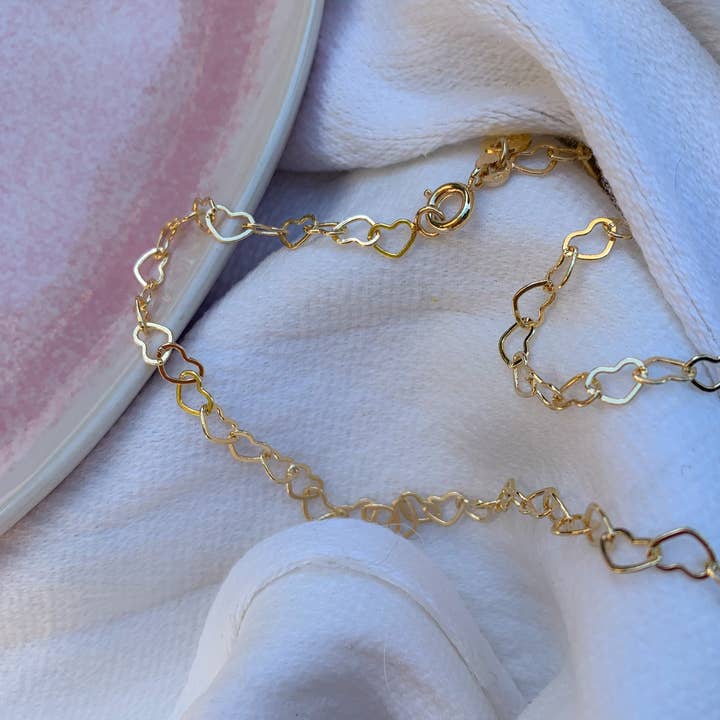 Aleth gold plated heart chain necklace (CCHAL33) for wholesale by Sophie Deschamps Bijoux