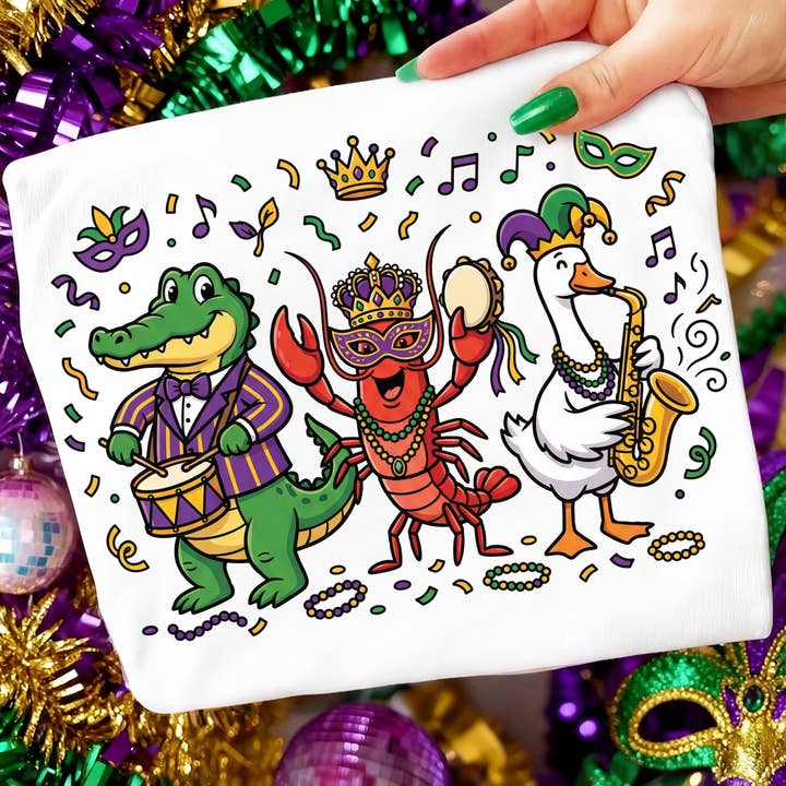 Mardi Gras Shirt, Krokodil Kreeft Gans Trui voor wholesale door DLT Ecommerce