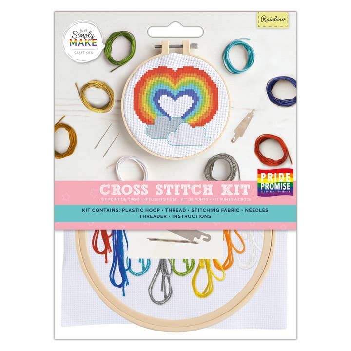 Simply Make Cross Stitch Kit, Rainbow Design, 5" for wholesale by West Design Products