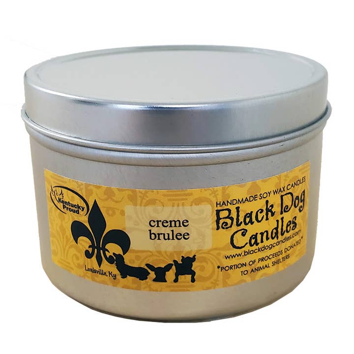 8 oz Aluminum Tin Soy Wax Candle for wholesale by Black Dog Candles