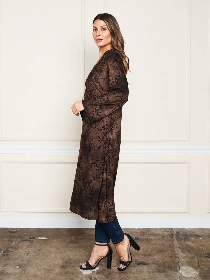 Paparazzi - Wholesale Kimono - Women's - 5705-MAK Flocked ITY Kimono w/ Tie Front2