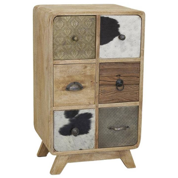 Cómoda zigzag de madera de mango y piel de vaca para venta al por mayor de Aubry Gaspard