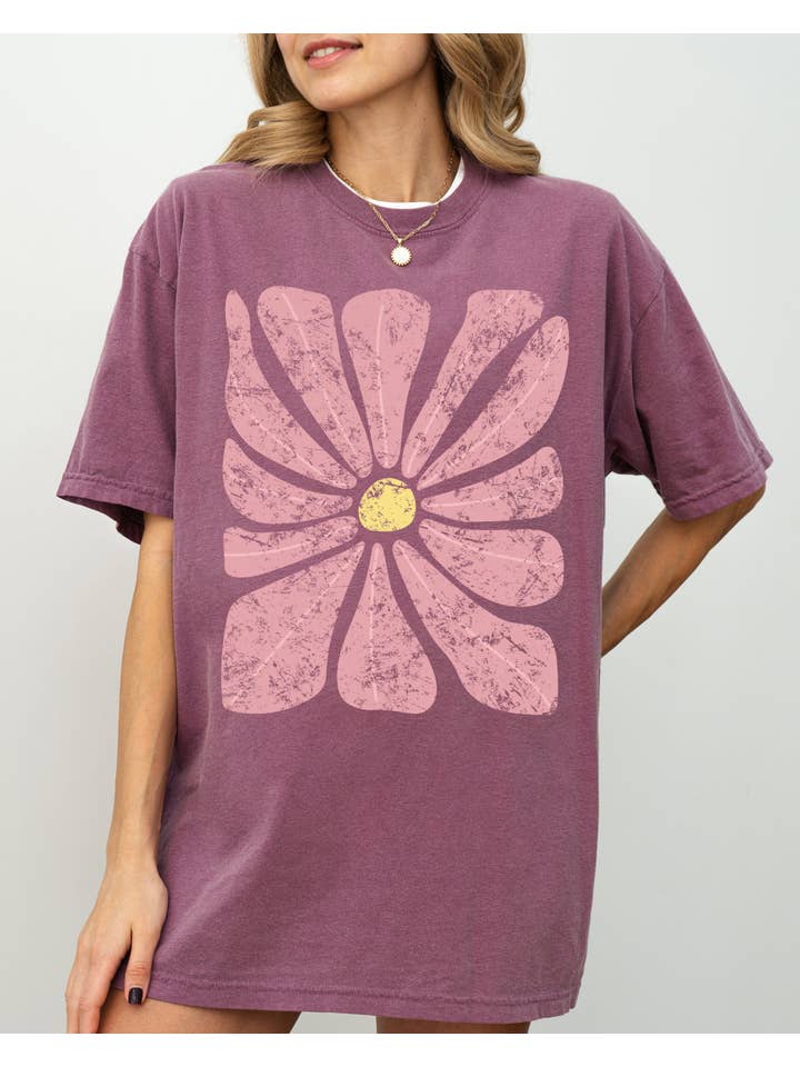 Refinery Number One LLC - Vente Tunique – femme - Fleur abstraite, motif floral bohème, chemise d'été et de nature