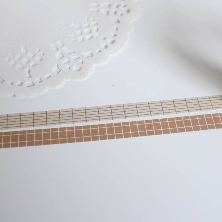 Note & Wish - Wholesale Washi Tape - Parchment and Ash Mini Grid Washi Tape Set, Note & Wish Washi