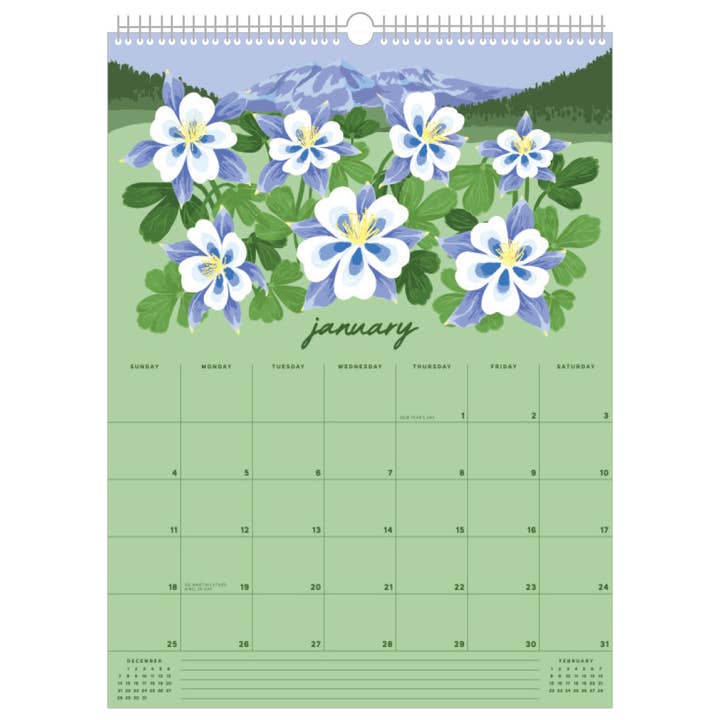 Smudge Ink - Wholesale Calendar - 2026 Wildflower Wall Calendar