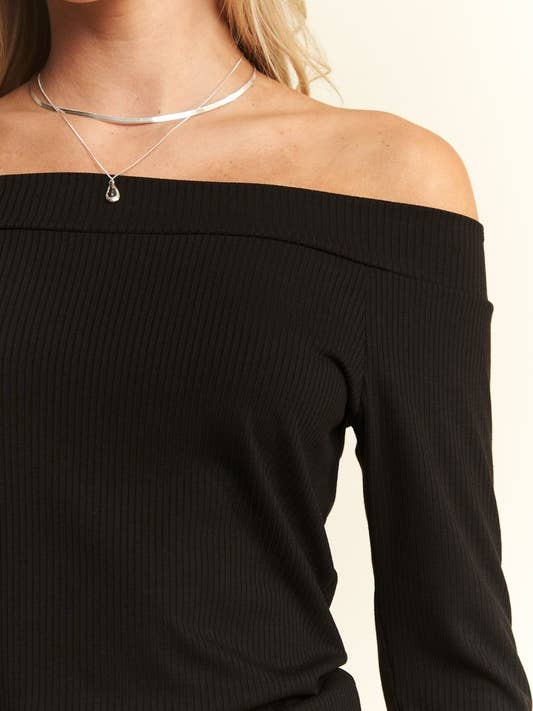JADE BY JANE - Wholesale Knit Top - Women's - Solid Ribbed Off Shoulder Top1