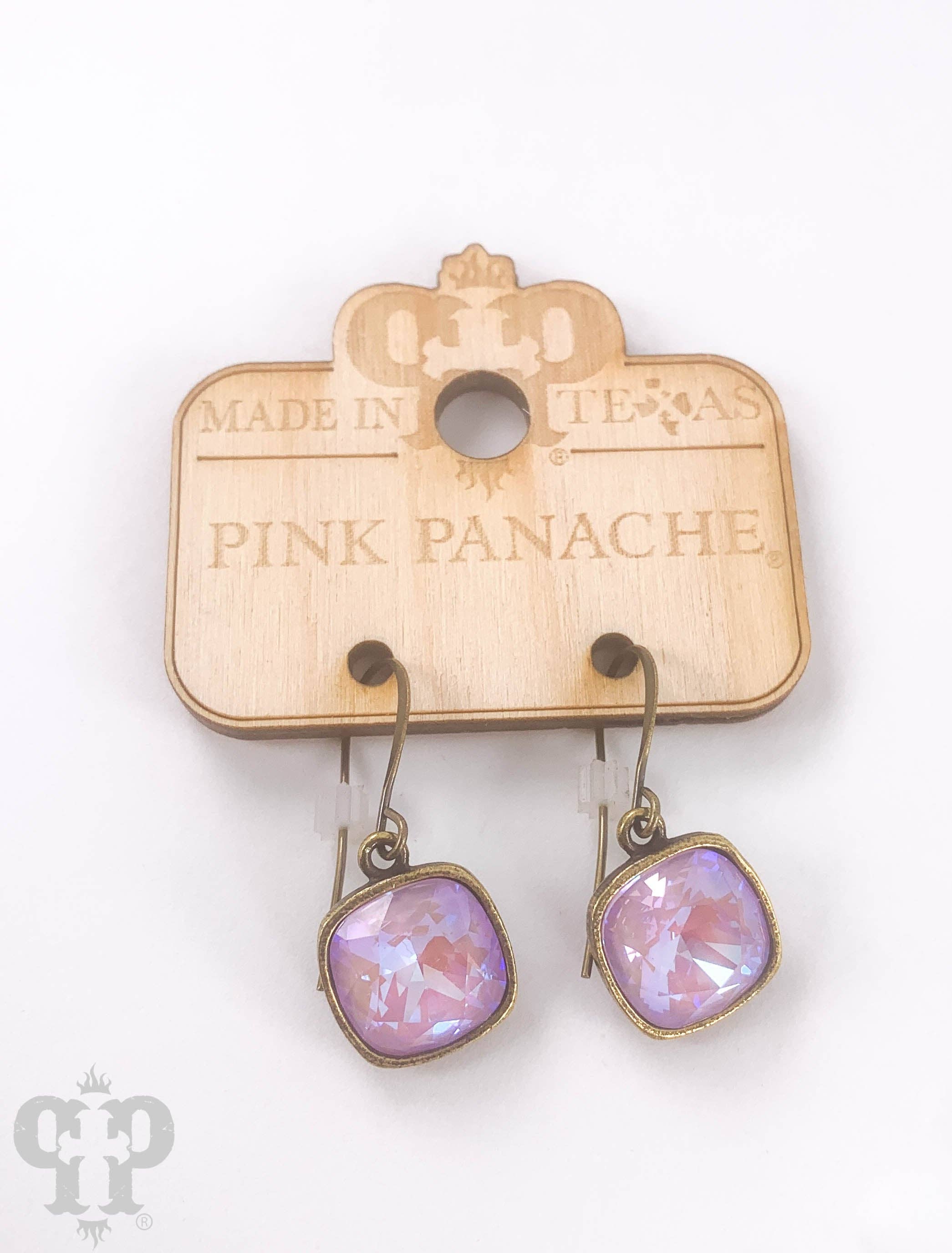 Pink Panache Brands - Wholesale Dangle Earrings - Austrian square crystal hook earring, 12mm11