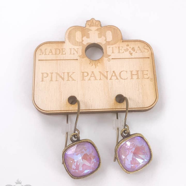 Pink Panache Brands - Wholesale Dangle Earrings - Austrian square crystal hook earring, 12mm11