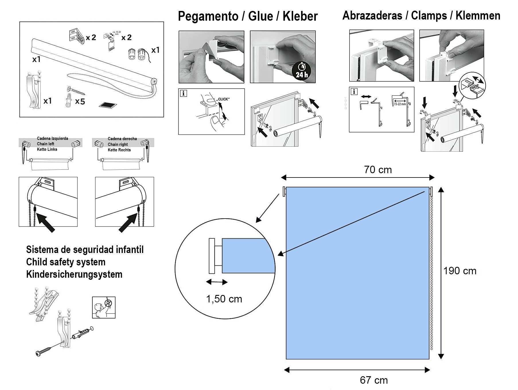 Gris Estor Enrollable Sin Taladrar Easy Fix Translucido Robert de venta al por mayor en Faire3