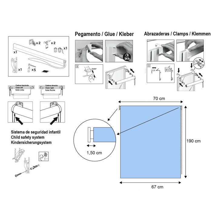 Gris Estor Enrollable Sin Taladrar Easy Fix Translucido Robert de venta al por mayor en Faire3