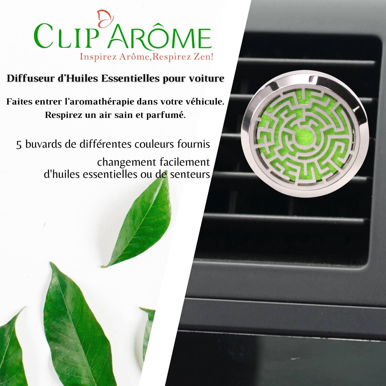 Zen'Arôme – wholesale Car Freshener - Unisex – Car Fragrance Diffuser Clip'Aroma - Labyrinth1