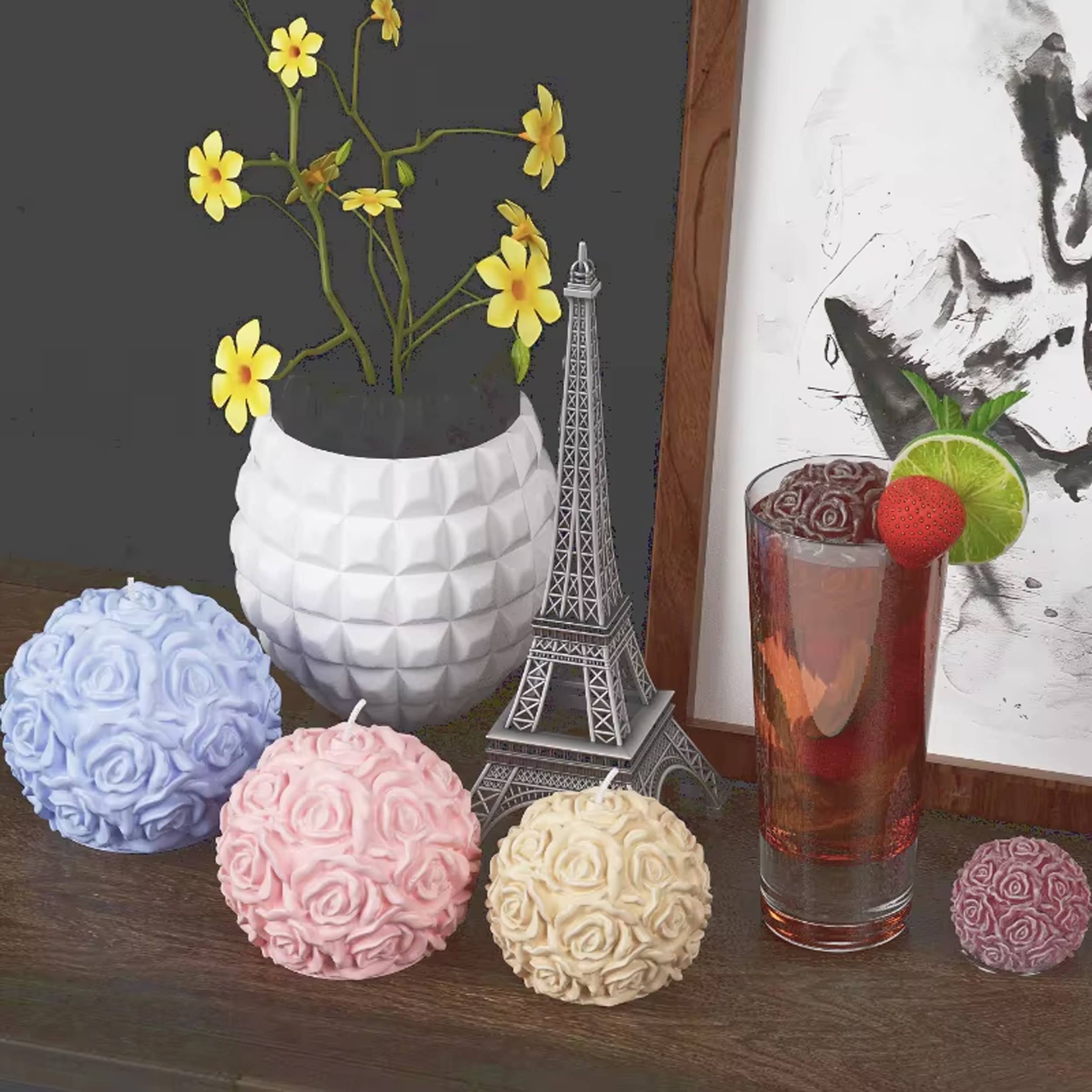 La Bella Monte - Wholesale Craft Supplies - Creative 3D Rose Ball Candle Mold For Holiday Décor4