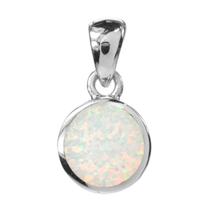 Pendentif circulaire blanc opalescent Diana pour la vente par Kali Ma Designs - Sterling Silver Jewellery