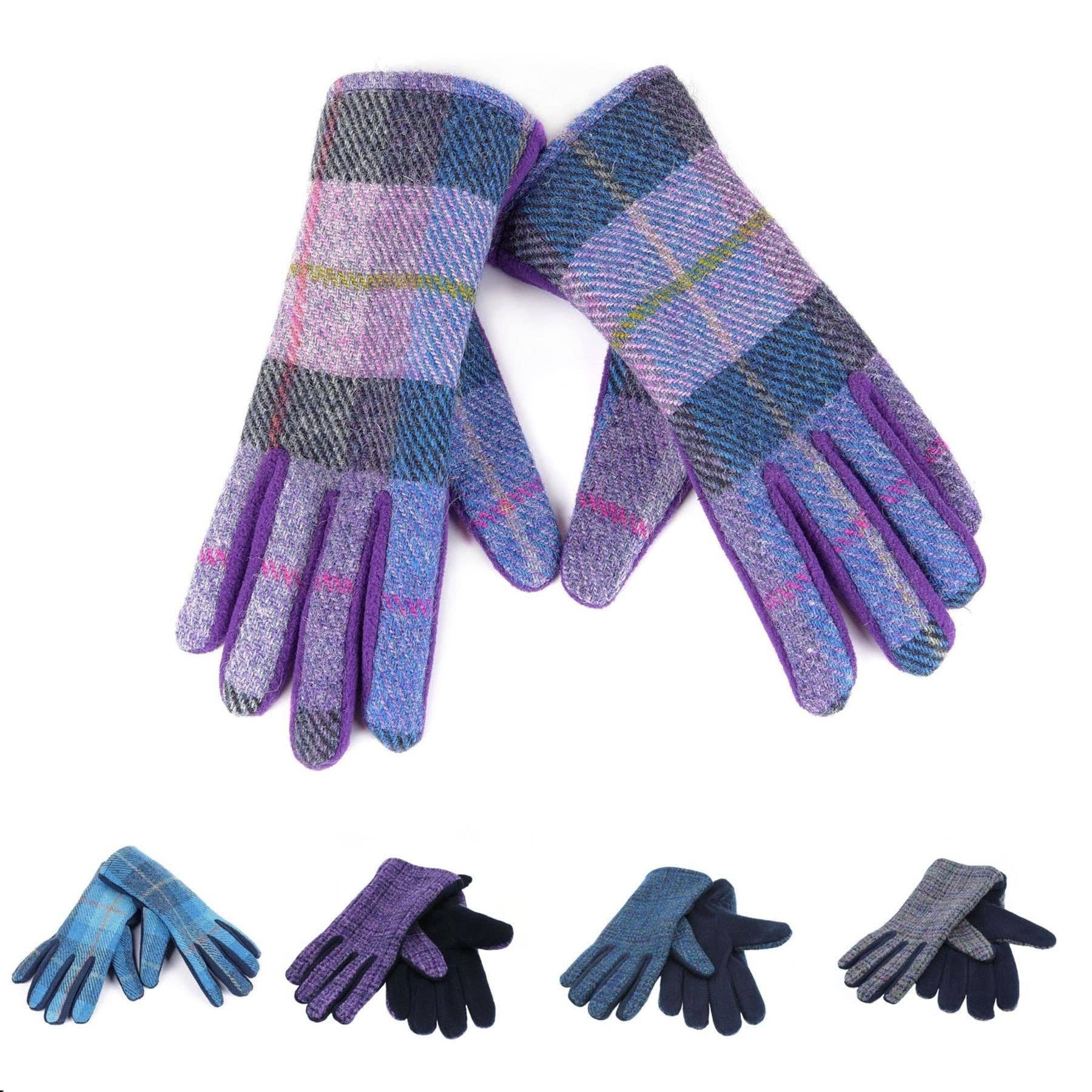Heather Hats & Accessories - Venta al por mayor Guantes - Mujer - Guantes de forro polar Isla Harris Tweed ZG0122