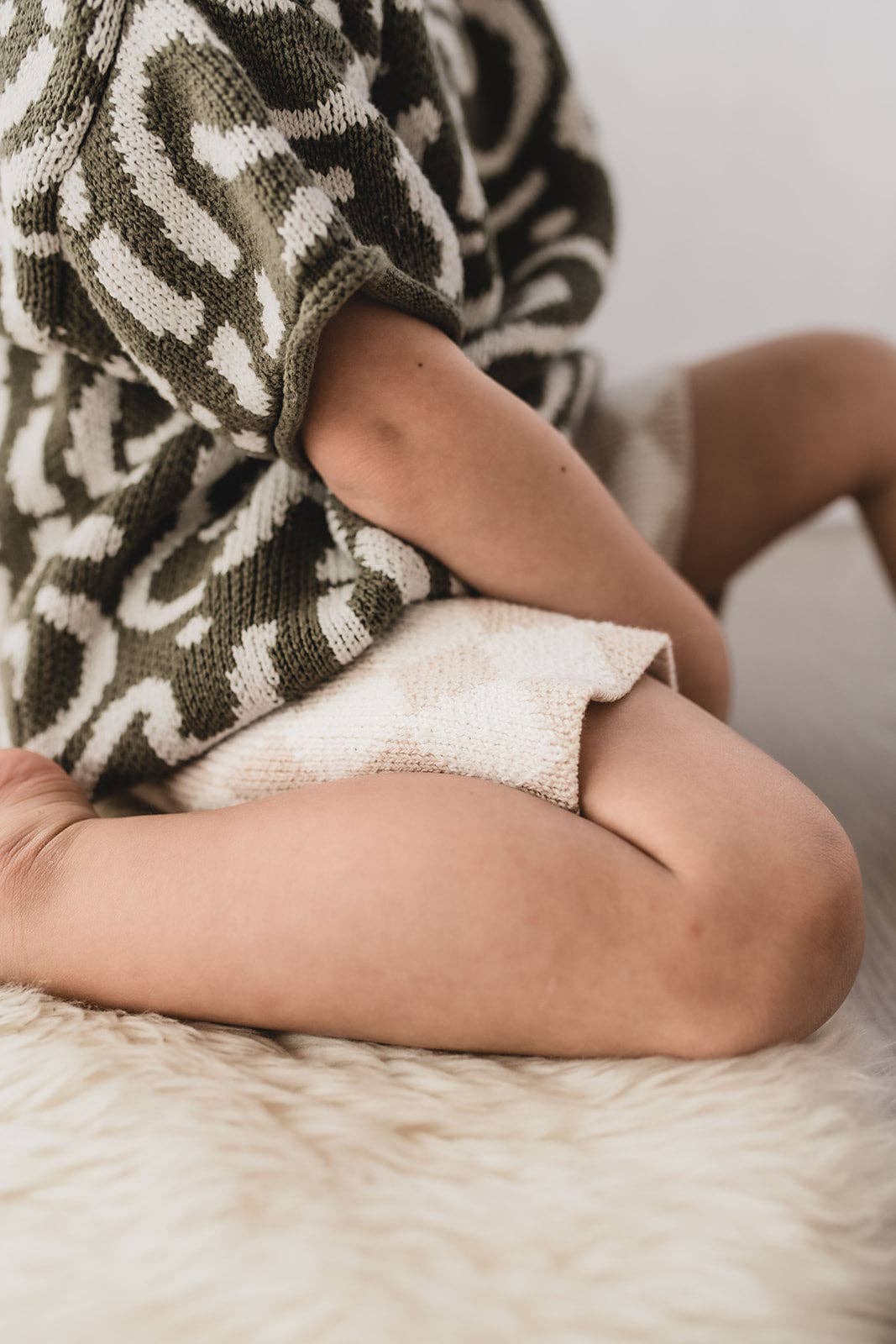 Poet & Deer - Wholesale Shorts - Kids - Checked Knit Cycling Shorts | 100% Cotton | Unisex Oat/white9