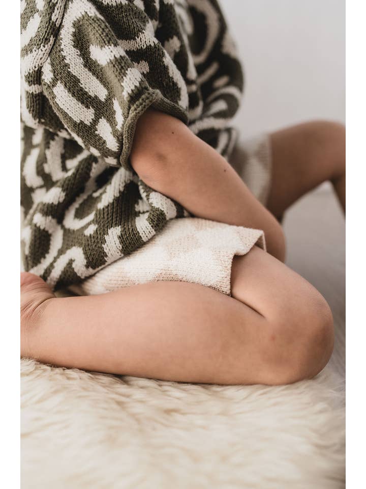 Poet & Deer - Wholesale Shorts - Kids - Checked Knit Cycling Shorts | 100% Cotton | Unisex Oat/white9