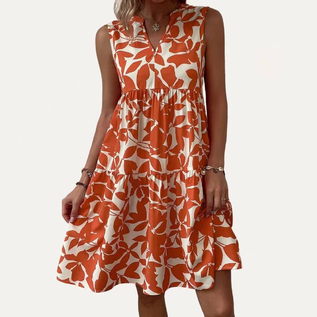 The Moment Collection - Vendita all'ingrosso Vestito - Donna - Mini abito senza maniche con scollo a V con stampa chic3