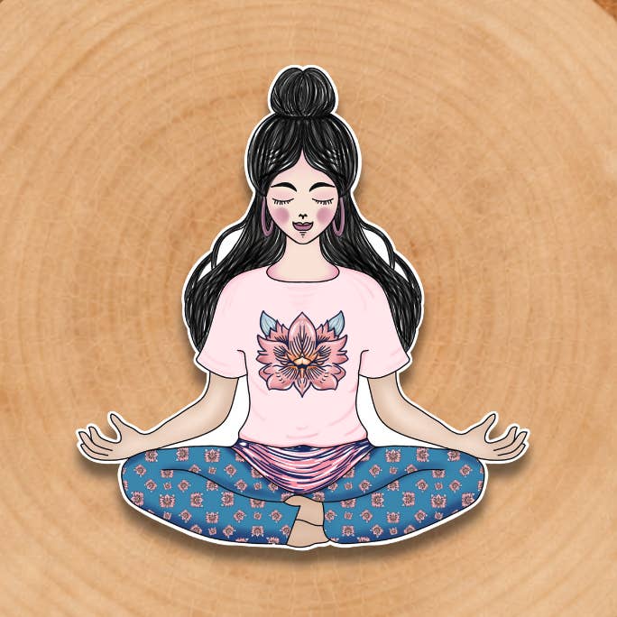 Meditating Woman Vinyl Sticker – 2", 3", & 4" Sizes | Kindred Soul & Sage for wholesale by Doroh's Kindred Soul and Sage