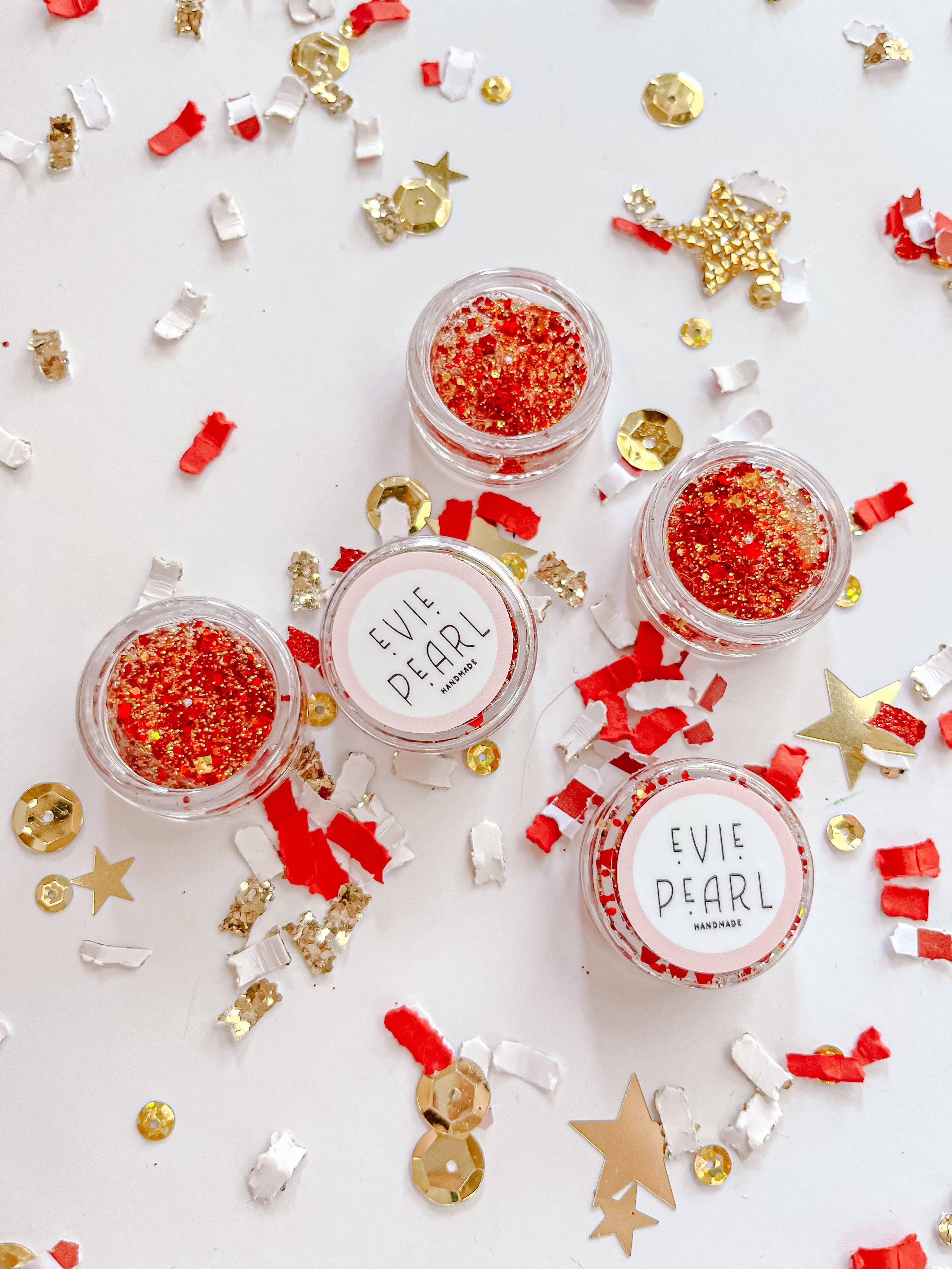 Evie Pearl Handmade LLC - Wholesale Hair Glitter - Game Day Hair Glitter Gel- Red Gold Kansas City Red Kingdom