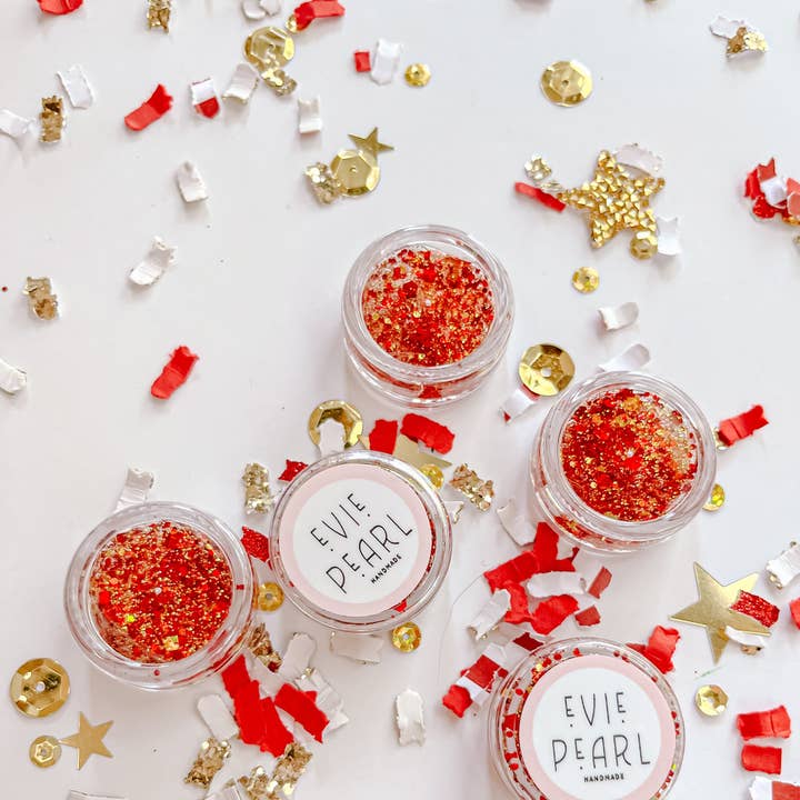 Evie Pearl Handmade LLC - Wholesale Hair Glitter - Game Day Hair Glitter Gel- Red Gold Kansas City Red Kingdom0