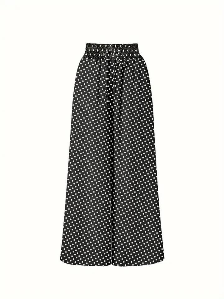 Wholesalesir - Wholesale Pants - Women's - Polka Dot Printed Wide Leg Pants