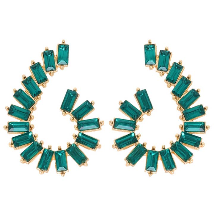 SP Sophia Collection - Wholesale Dangle Earrings - Baguette Cut Crystal Gemstone Swirl Drop Earrings3