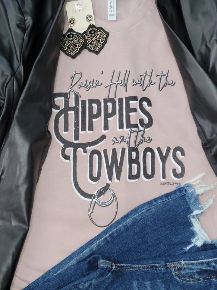 Ranch Swag - Wholesale T-Shirt (Graphic) - Women's - Hippies and Cowboys Graphic Tee1