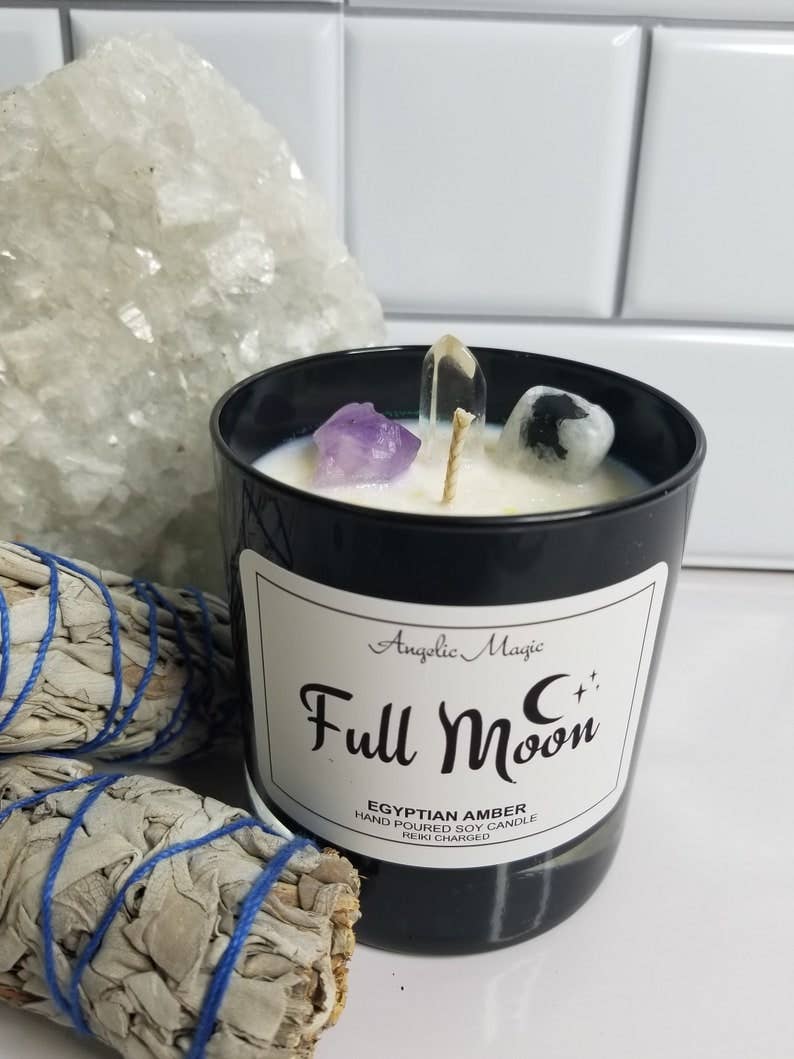 Angelic Magic - Wholesale Jar/Filled Candle - Full Moon Crystal Soy Candle, Amethyst, Moonstone, Quartz5