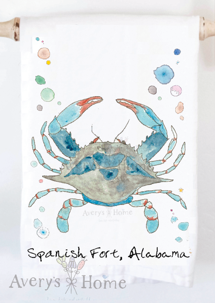 Avery's Home - Wholesale Tea Towel - Blue Crab Ocean Customizable Coastal Tea Towel46