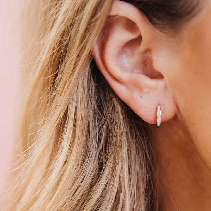 Chloe + Lois - Wholesale Huggie Earrings - Pink Opal Huggie Hoops7