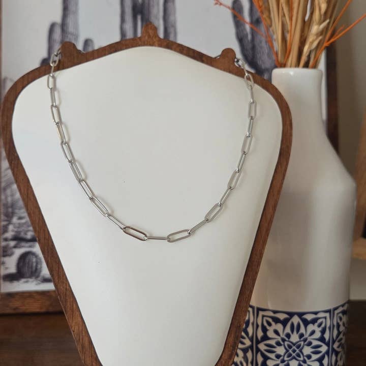 The peachy cactus boutique – Großhandel Gliederhalskette – Einfaches Kettenhalsband mit Büroklammer1