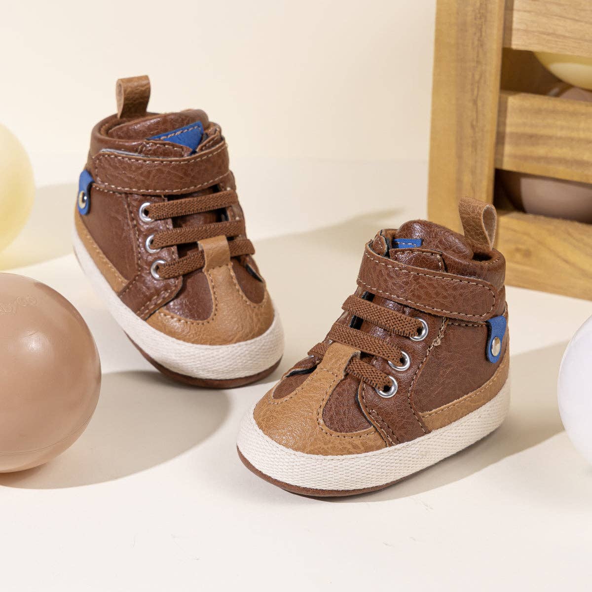Kids Charm Online - Wholesale Lifestyle Sneakers - Baby - 3 Tone apricot pleather baby shoes. CG51725