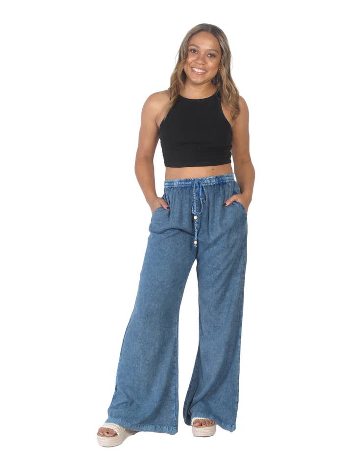 Blue Sky - Wholesale Pants - Women's - 2449 Everyday Belle Pants in Stone Wash Rayon
