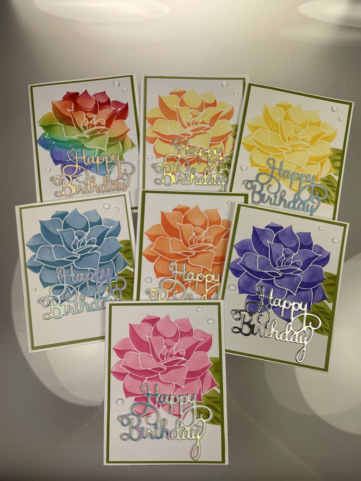 Belle carte d'anniversaire en forme de fleur avec enveloppe pour la vente par Cards By Robin