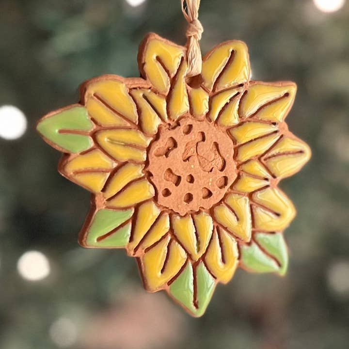 Sunflower Artisanally Crafted Ornament for wholesale by Little Clay Hen