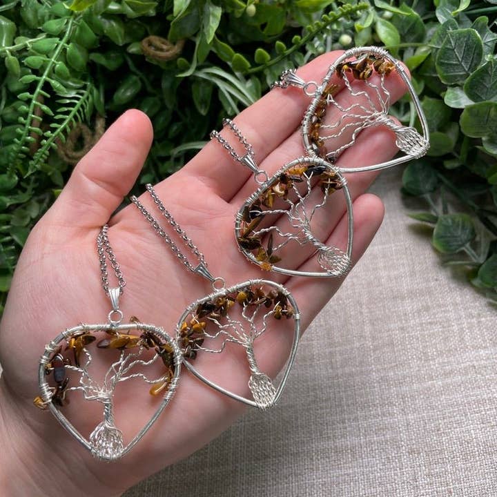 Copper Ashes - Wholesale Pendant/Charm Necklace - Tigers Eye Heart Tree of Life Necklace2