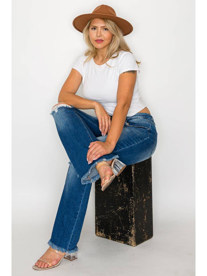 Blu TAGLIA FORTE A VITA ALTA TAGLIO A STIVALE # BT5005X in vendita all'ingrosso su Faire12