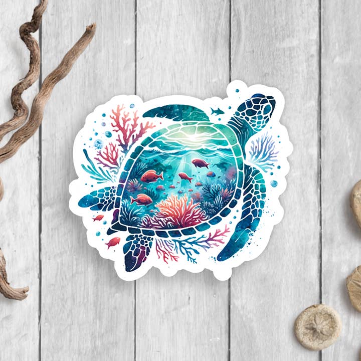 Sea Turtle Vinyl Sticker for wholesale by Expression Design Co