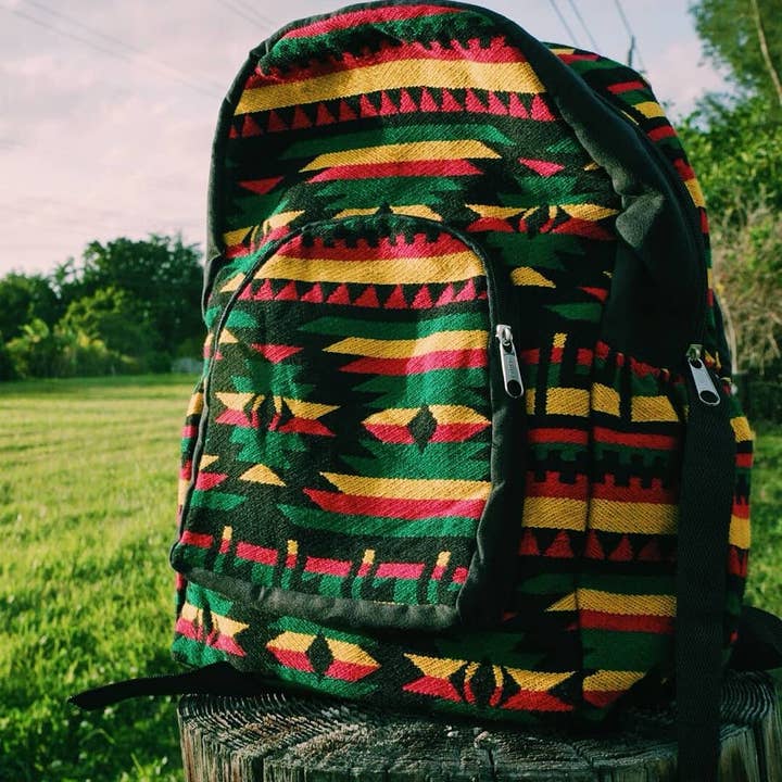 Pichincha - Wholesale Backpack - Women's - Large Rasta Tribal Striped Ecuadorian Backpack