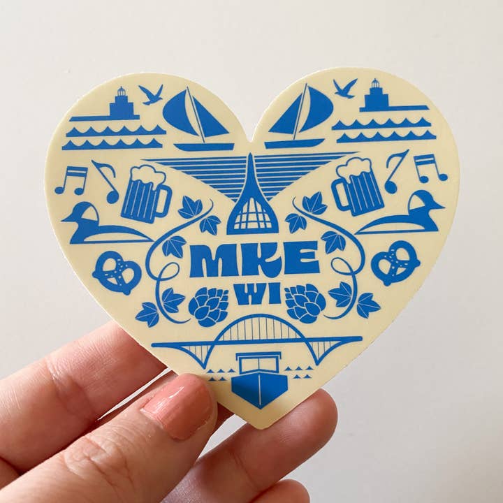 Bottlebrush Graphics - Wholesale Sticker - MKE Milwaukee Heart Icons Vinyl Sticker0