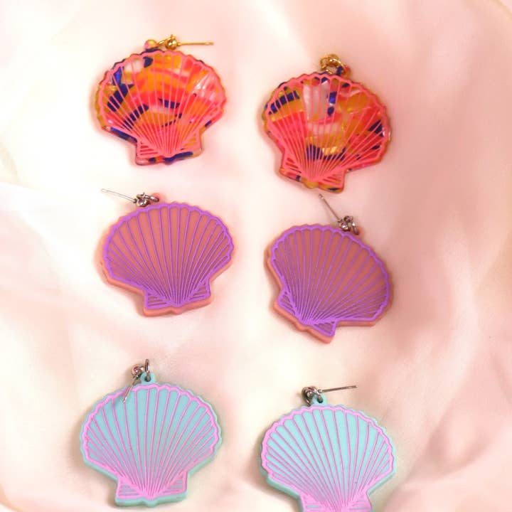 Brincos de Concha de Vieira Pintada por atacado de Sunshine Studio