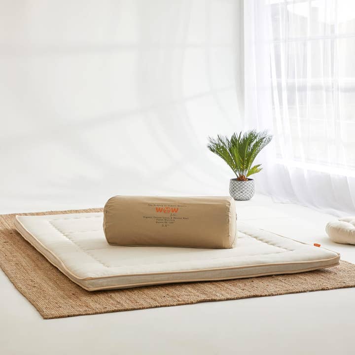 WowFuton - Wholesale Mattress Pad/Protector - Organic Linen Cotton & Wool Japanese Futon Mattress 3" Thick